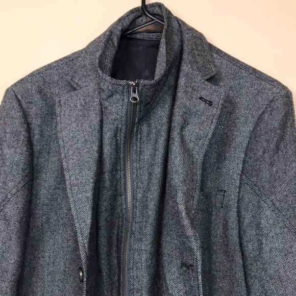 Flynt Men’s Rizzo 42R Wool Blend Gray Multi-Pocket Zip-Up 3-Button Blazer Jacket - Picture 5 of 14